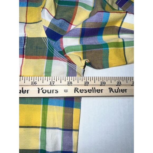 Lauren Ralph Lauren Shirt Women's Size PS Small Petites Yellow Plaid Roll Tab LS - Picture 10 of 15